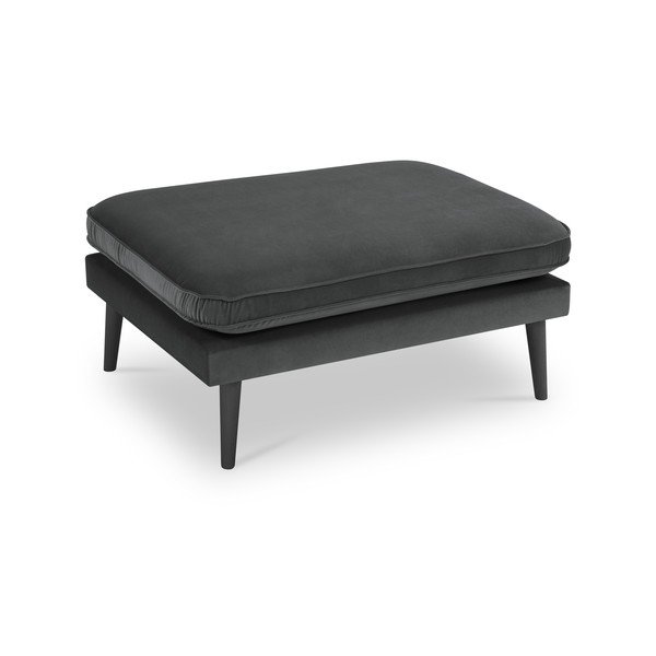 Tamno sivi baršunasti tabure s crnim nogama Kooko Home Lento-image-2