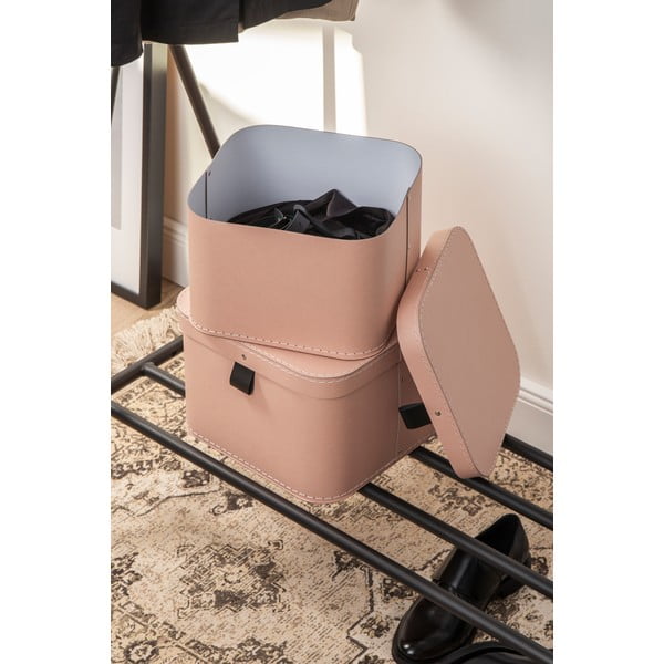 Ružičaste kartonske kutije za pohranu u setu  2 kom s poklopcem 28,5x28,5x19,5 cm Ludvig Paper Laminate – Bigso-image-1