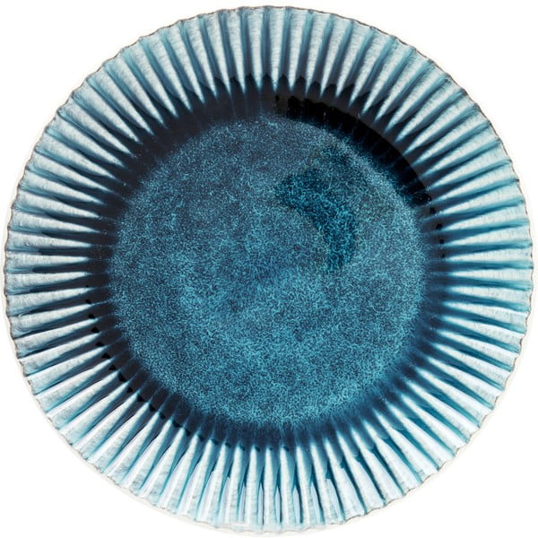 Plavi tanjur od kamenine Kare dizajn Mustique RIM, ⌀ 29 cm