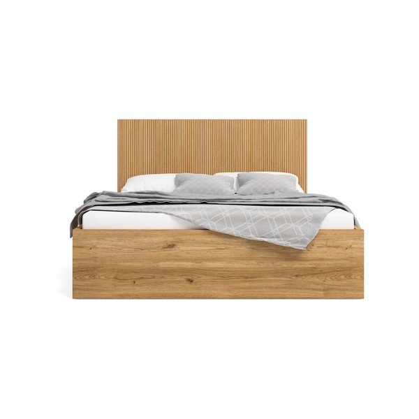 Bračni krevet u dekoru hrasta s prostorom za pohranu 140x190 cm Rayana – Marckeric-image-2