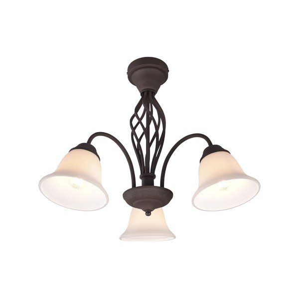 Tamno smeđa stropna svjetiljka sa staklenim sjenilom Rustica – Trio