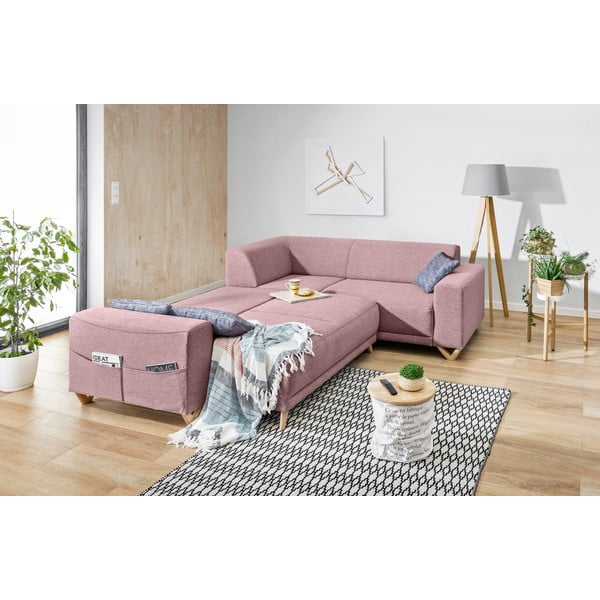 Ružičasta sklopiva/s prostorom za odlaganje kutna garnitura (s desnim kutom/u obliku slova L) Classy Sophie – Miuform-image-4