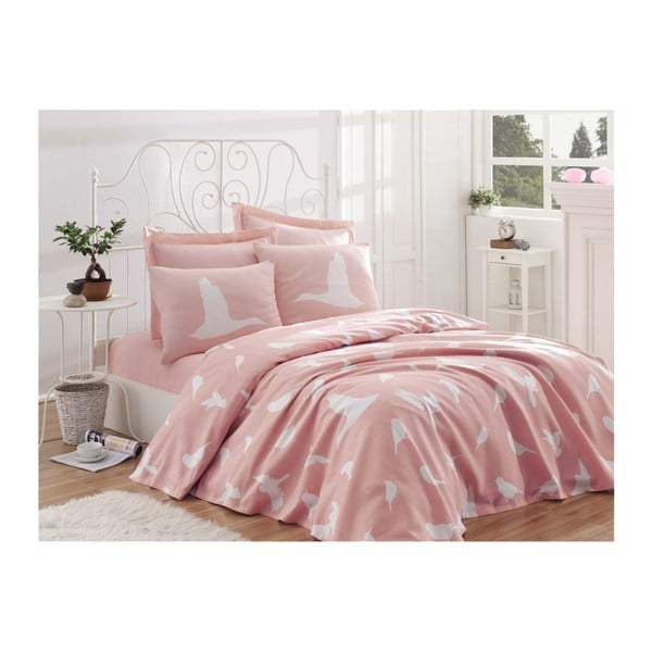 Pamučni prekrivač za krevet za jednu osobu Single Pique Rosa, 200 x 235 cm