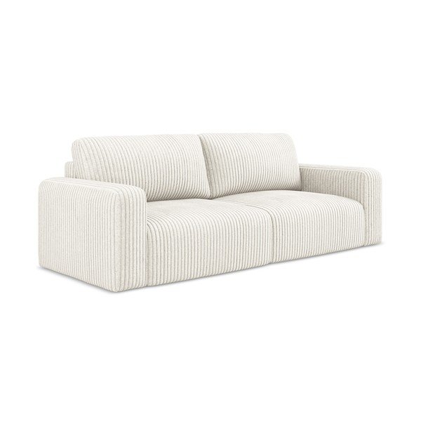 Krem sklopiva/s prostorom za odlaganje sofa od samta 252 cm Kona – Makamii-image-2