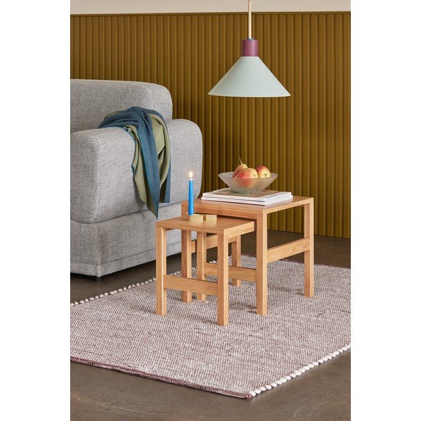 Pomoćni stolići u setu 2 kom u dekoru hrasta 40x40 cm Puzzle – Hübsch-image-1