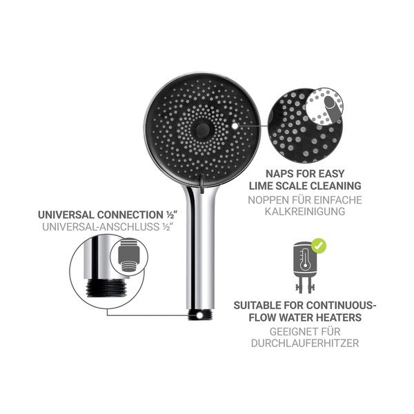 Set za tuš kabinu od nehrđajućeg čelika u srebrnoj boji sa ručnim tušem/s kliznim nosačem 70 cm Softwater – Wenko-image-2