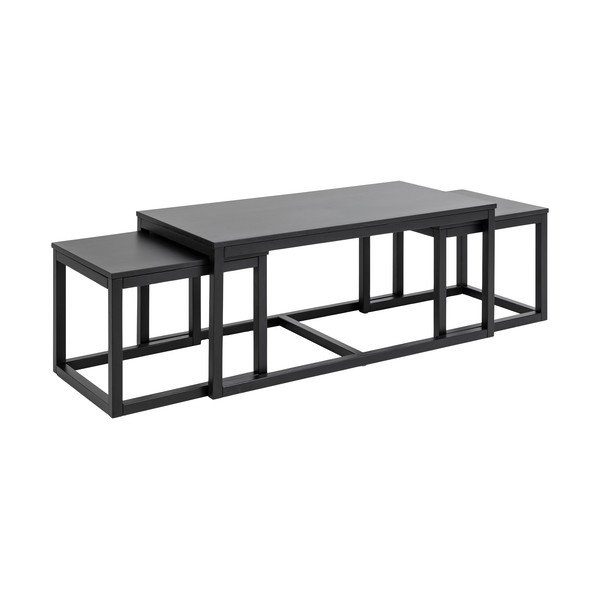 Crni stolići za kavu u setu 3 kom s pločom stola u dekoru hrasta 60x120 cm Cornus – Actona