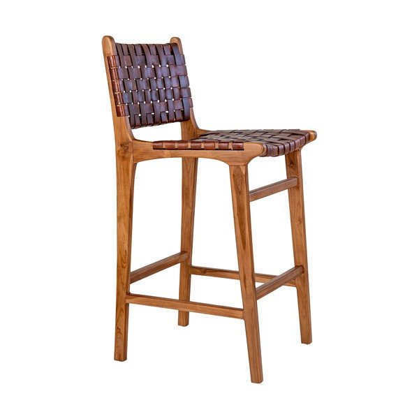 Smeđa barska stolica od masivne tikovine 101 cm Perugia – House Nordic-image-2