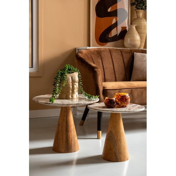 Okrugao pomoćni stol s pločom stola u mramornom dekoru ø 50 cm Force   – Leitmotiv-image-1