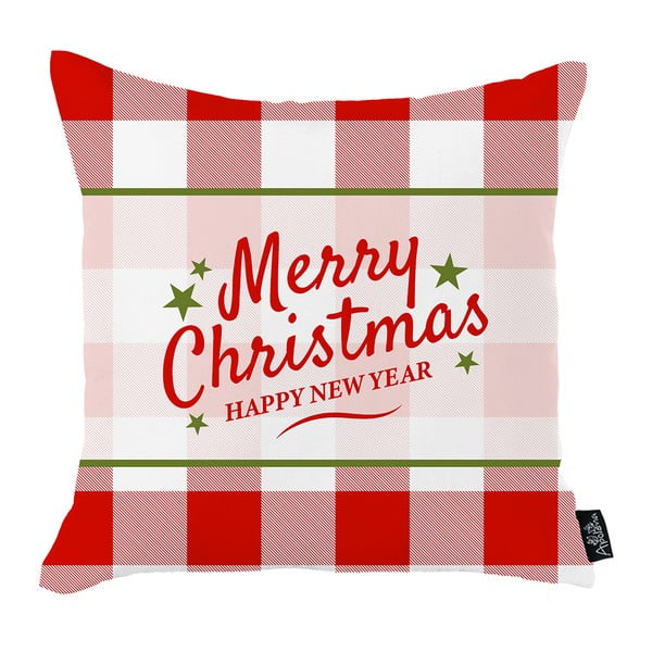 Bijela i crvena božićna jastučnica Mike &amp; Co. NEW YORK Dušo sretan Božić i Nova godina, 45 x 45 cm