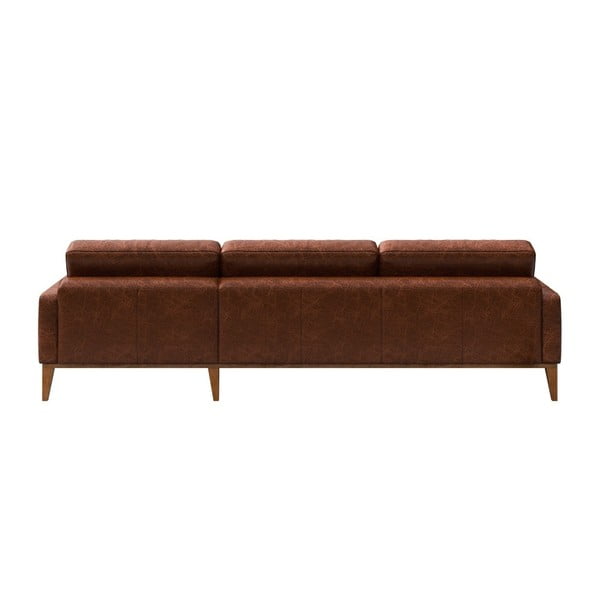 Crveno-smeđa kožna kutna garnitura MESONICA Musso Tufted, lijevi kut-image-3