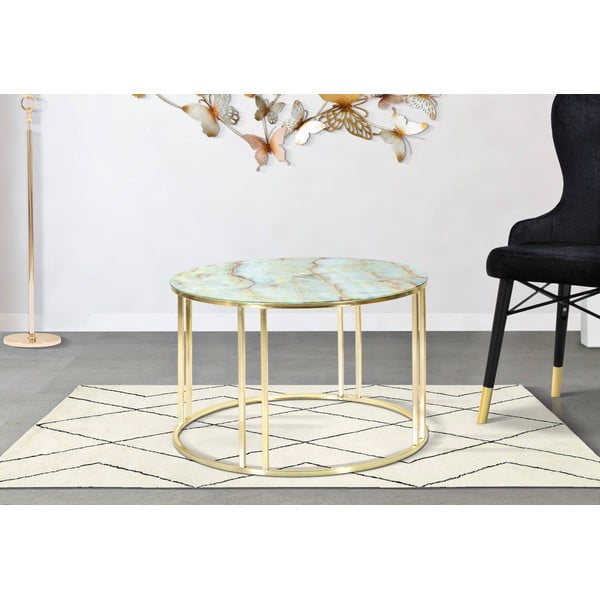 Bijelo-zlatni stolić za kavu Mauro Ferretti Sepa, ø 75 cm-image-1