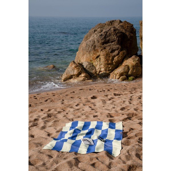 Svijetlo žuti/plavi pamučan ručnik za plažu 100x160 cm Su – noo.ma-image-1