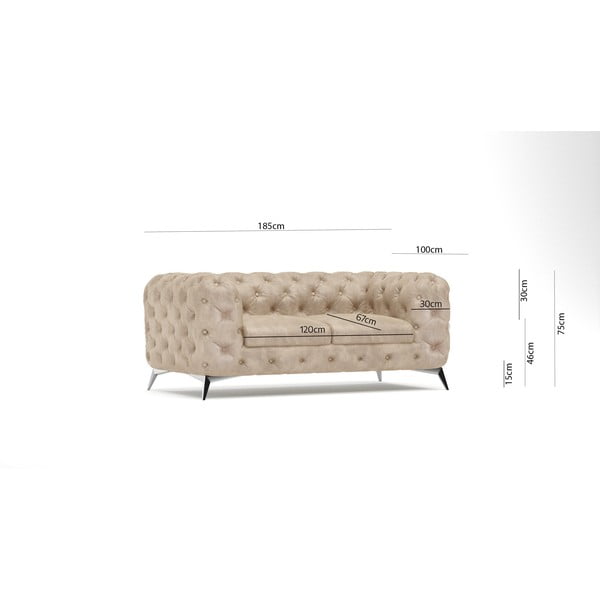Bež baršunasti sofa 185 cm Chelsea – Ropez-image-4