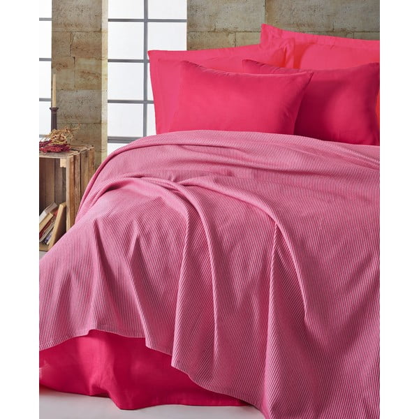 Set prekrivača, plahti i 2 jastučnice EnLora Home Deportes Fuchsia, 200 x 235 cm