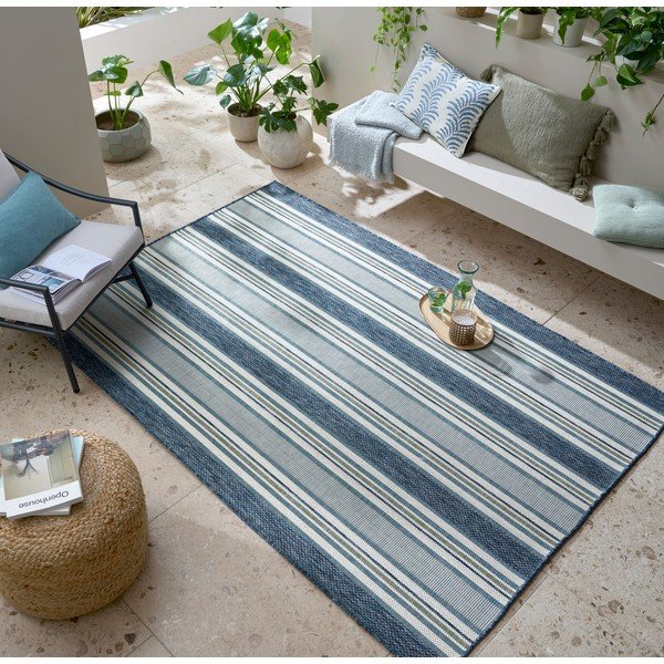 Unutarnji i vanjski tepih plavozeleni 200x290 cm Roma Stripe – Flair Rugs-image-1