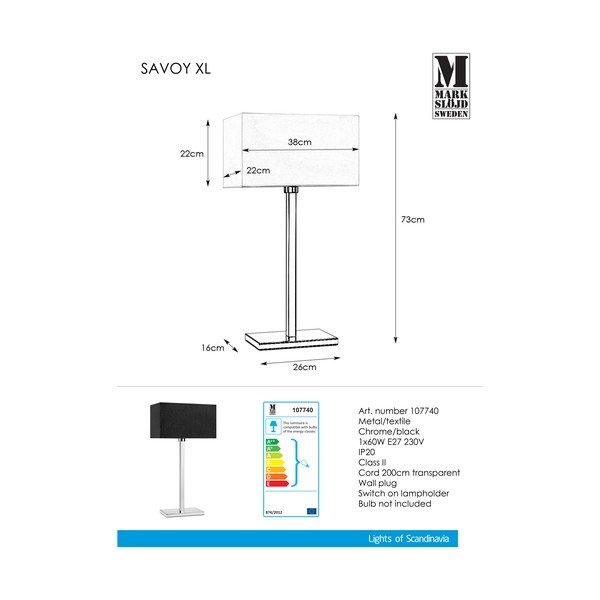 Crna stolna lampa Markslöjd Savoy XL Table-image-1