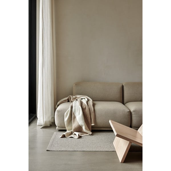 Bež/krem deka od mješavine vune 140x180 cm Bob Mud Vanilla – Pappelina-image-1