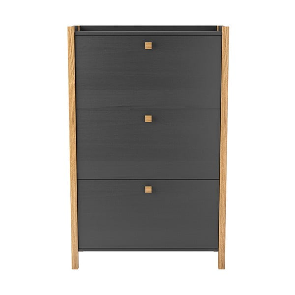 Tamno sivi ormarić za cipele s tri ladice Woodman Bode-image-2