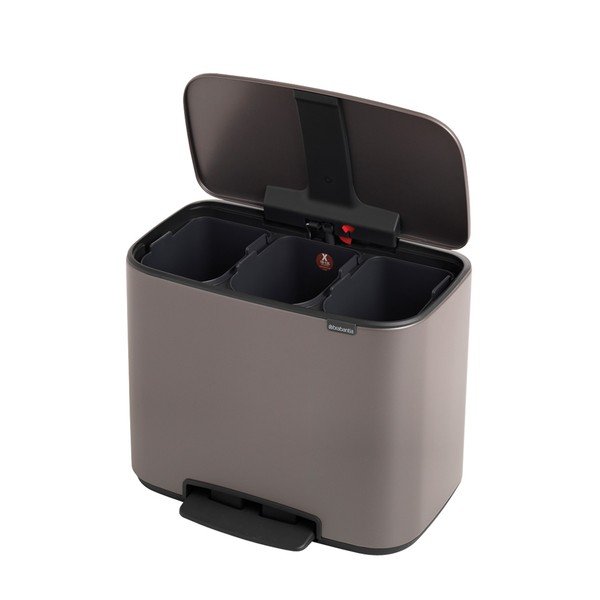 Siva željezna kanta za smeće za odvojeni otpad/s pedalom 33 l Bo – Brabantia