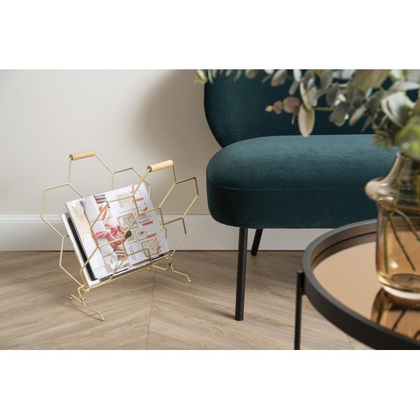 Metalni stalak za časopise zlatni PT LIVING Honeycomb-image-1