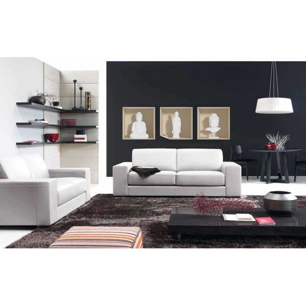 Set od 3 naljepnice s 3D efektom Ambiance White Buddha-image-2