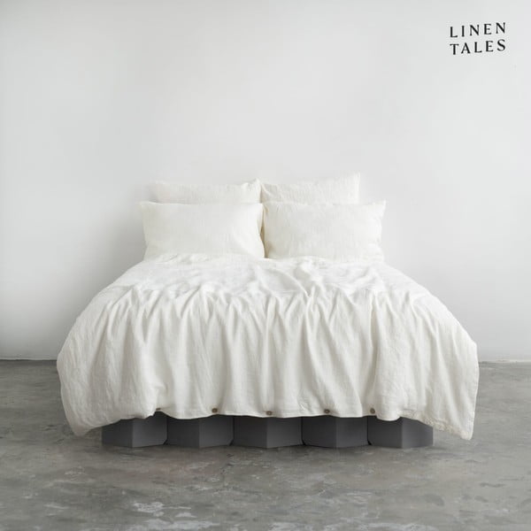 Bijela lanena produljena posteljina za bračni krevet 200x220 cm - Linen Tales