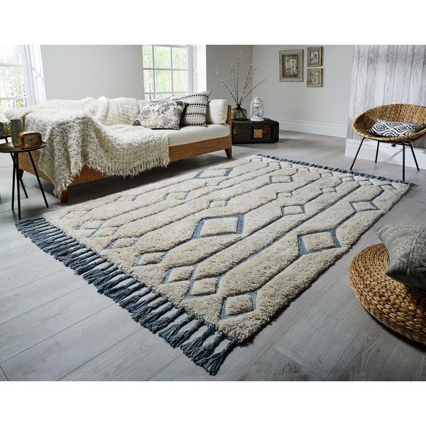 Bež-plavi ručno tkani tepih Flair Rugs Solitaire Sion, 160 x 230 cm-image-2