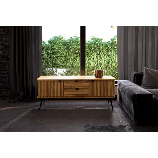 Niska komoda od hrastovine u prirodnoj boji 144x57 cm Kula - The Beds-image-1