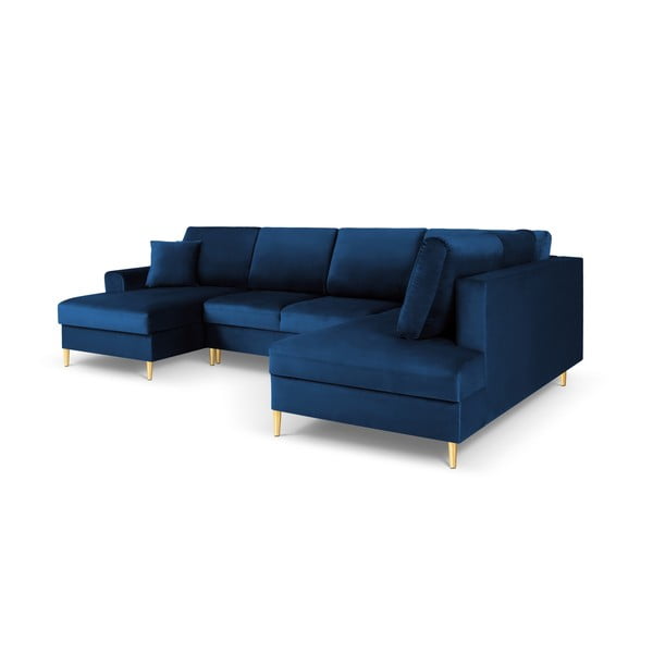 Plava baršunasti sklopiva/s prostorom za odlaganje kutna garnitura (s desnim kutom/u obliku slova "U") Kyoto – Cosmopolitan Design-image-3