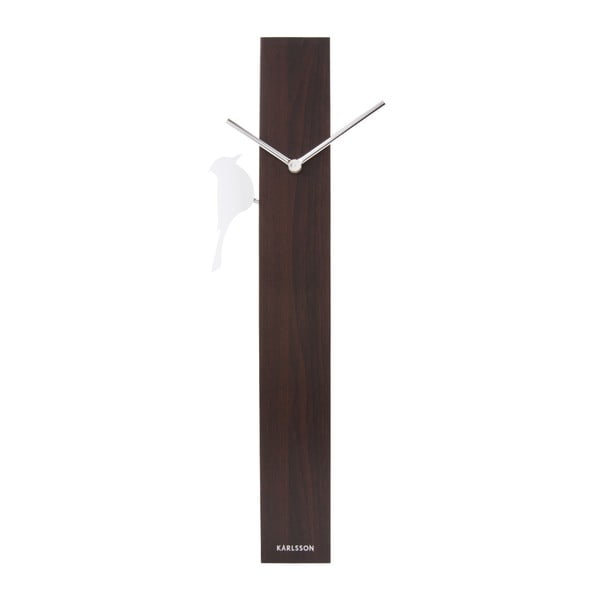 Smeđi zidni sat Karlsson Woodpecker, dužine 60 cm