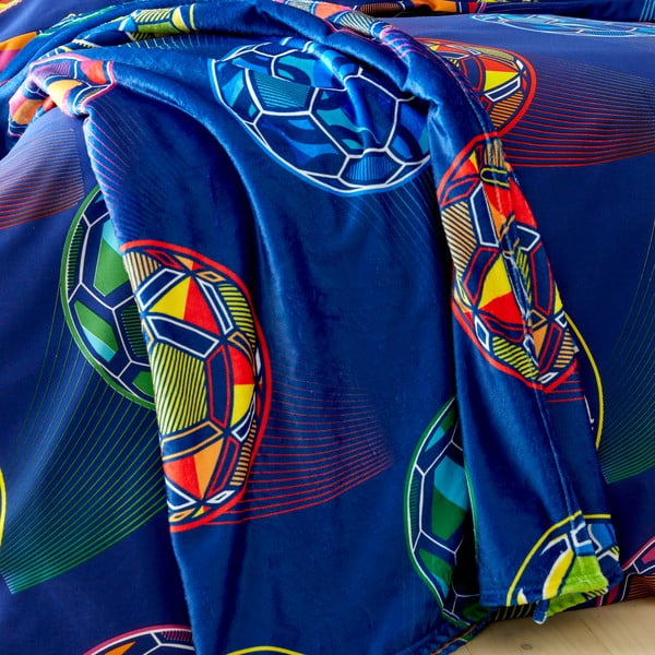 Plava deka za bebe od mikropliša 130x170 cm Bright Football – Catherine Lansfield