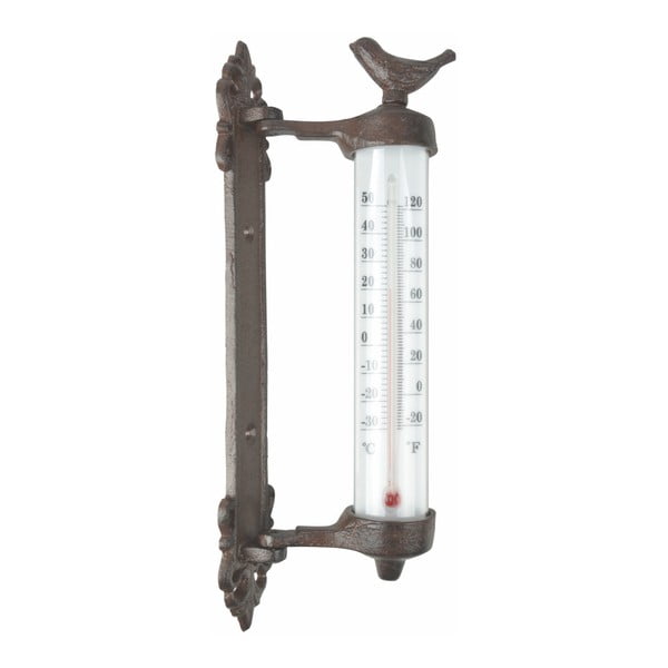 Zidni termometar od lijevanog željeza Esschert Design Dekor Bird, visina 27,3 cm