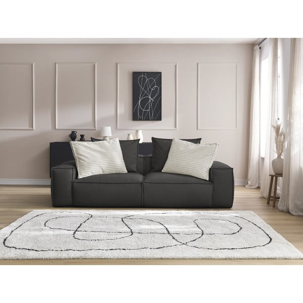 Crna sofa od imitacije kože 260 cm Boheme – Bobochic Paris-image-1