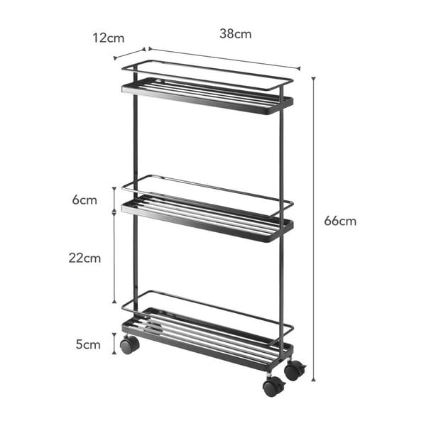 Crni metalni regal na kotačima 38x66 cm Tower – YAMAZAKI-image-2