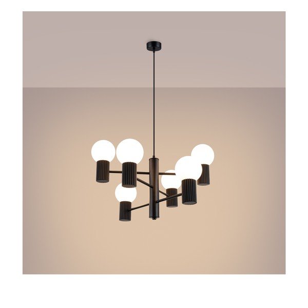 Crna viseća svjetiljka sa staklenim sjenilom Orbital – Sollux-image-4