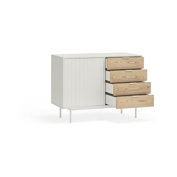 Bijela/u prirodnoj boji niska komoda u dekoru hrasta 108x80 cm Sierra – Teulat-image-4