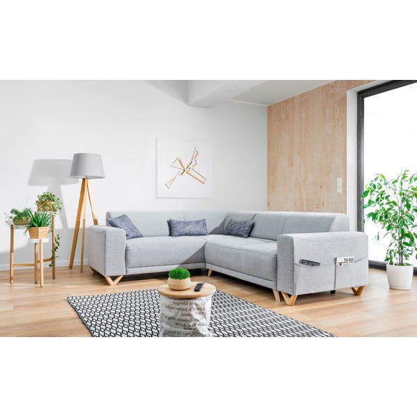 Svijetlo siva sklopiva/s prostorom za odlaganje kutna garnitura (s lijevim kutom/u obliku slova L) Classy Sophie – Miuform-image-3