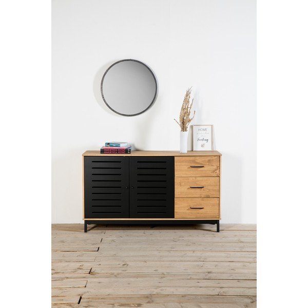 Komoda s drvenom konstrukcijom i crnim detaljima Marckeric Alessia, širina 141 cm-image-1
