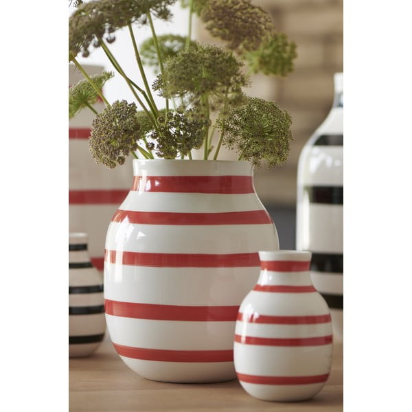 Bijelo-crvena prugasta keramička vaza Kähler Design Omaggio, visina 20,5 cm-image-1
