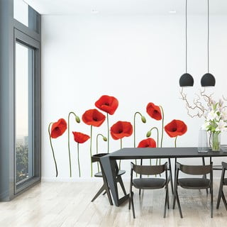 Set zidnih samoljepljivih naljepnica Ambiance Vermeil Poppies, 60 x 70 cm