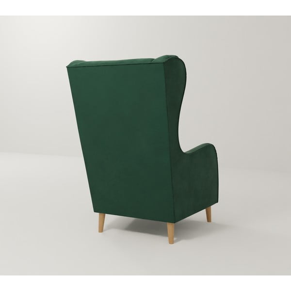 Tamno zelena baršunasta wing fotelja Carole – Ropez-image-2