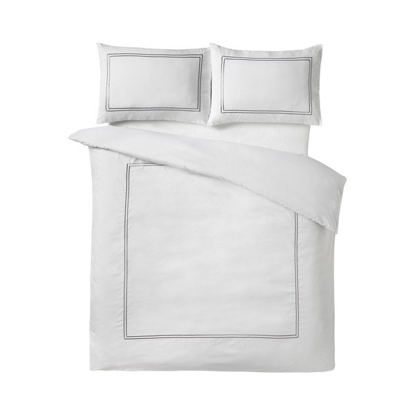 Bijela satenska posteljina za krevet za jednu osobu 135x200 cm So Soft Mono Satin Stitch – Catherine Lansfield