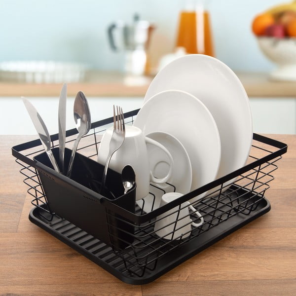 Crni metalni ocjeđivač za posuđe 36x30,5 cm Radka – Orion-image-1