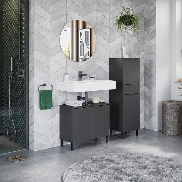 Antracitno sivi ormarić za ispod umivaonika 60x56 cm Arcena – Germania-image-1