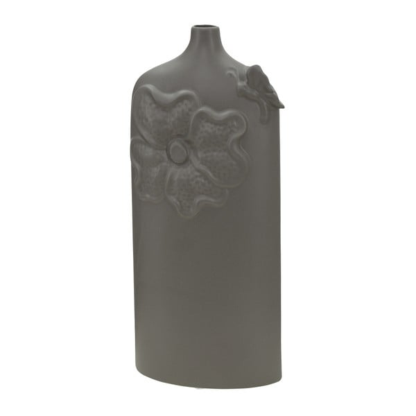 Tamno siva porculanska vaza Mauro Ferretti Fleur, visina 39,5 cm