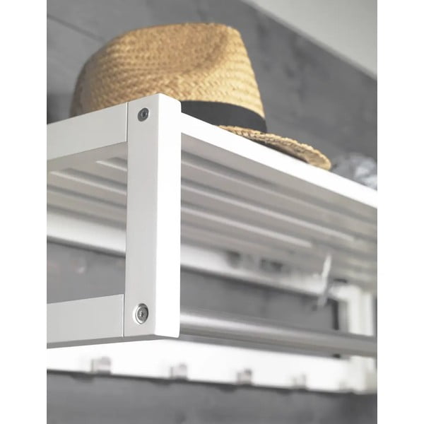 Bijela zidna vješalica od masivne breze s policom Confetti – Rowico-image-1