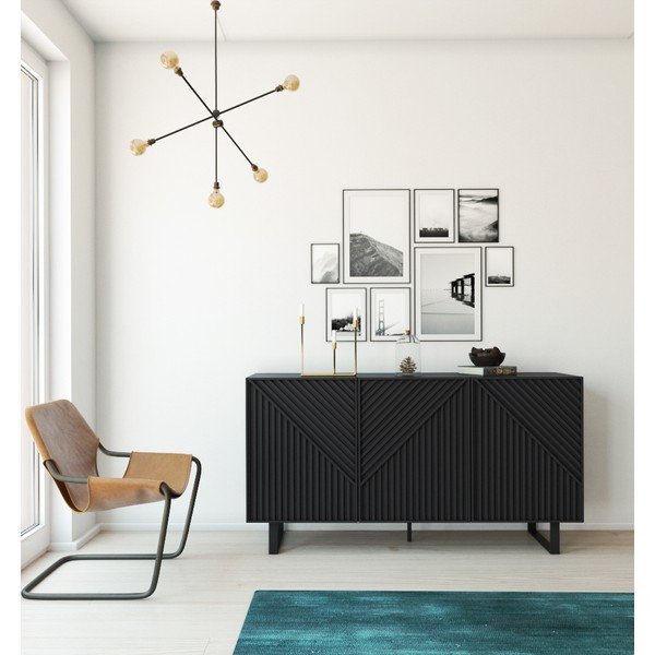 Crna komoda 151x80x35 cm Peta – Marckeric-image-2