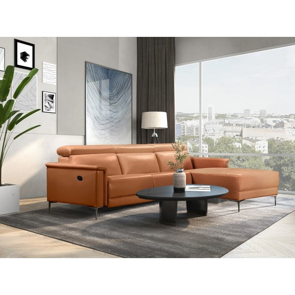 Smeđa kutna garnitura od imitacije kože (s desnim kutom) Lund – Støraa-image-4