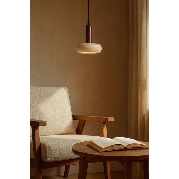 Smeđa/bež LED viseća svjetiljka s kamenim sjenilom ø 15 cm Karo – Opviq lights-image-3